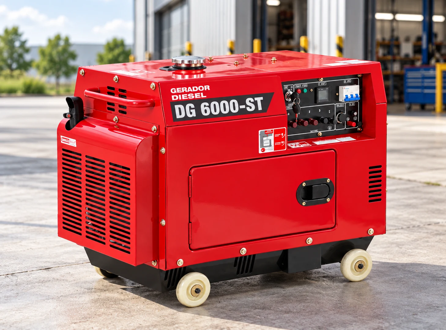 Gerador diesel DG 6000-ST em ambiente comercial